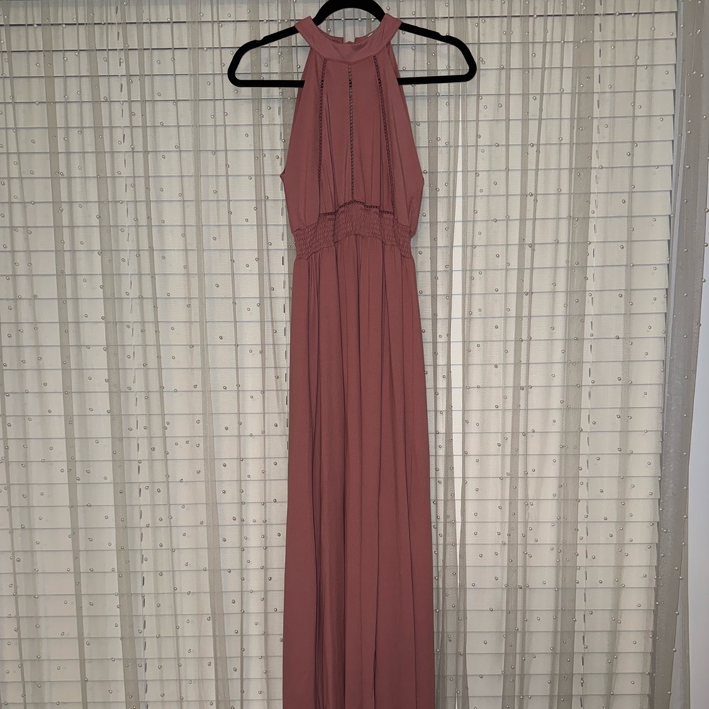 Elegant Pink Halter Maxi Dress